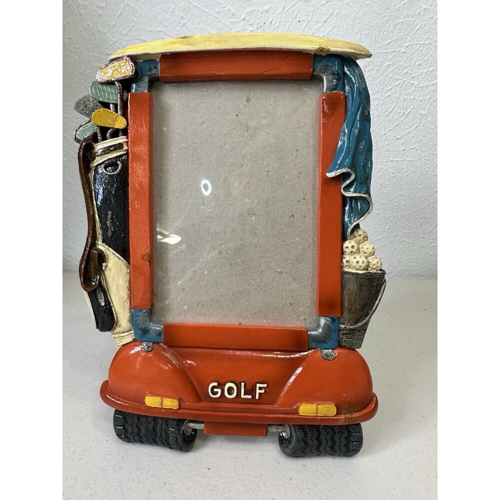 Vintage Look 9x10 3D Resin Photo Frame for 4x6 Photo Golf Cart Items Theme